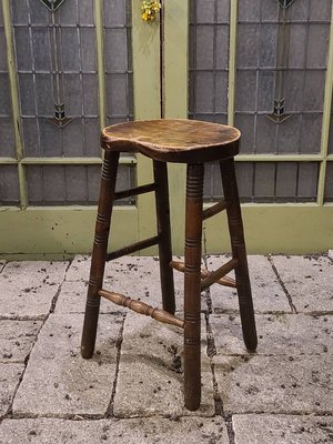 【卡卡頌  歐洲古董】英國  手工  厚板橡木 高腳椅  吧台椅  歐洲老件    ch0510 ✬