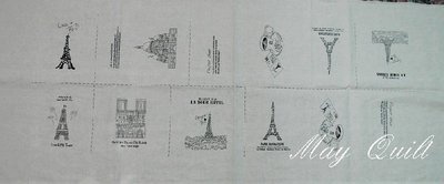 May Quilt 進口布料：艾菲鐵塔浪漫風情 棉麻布，有13個圖