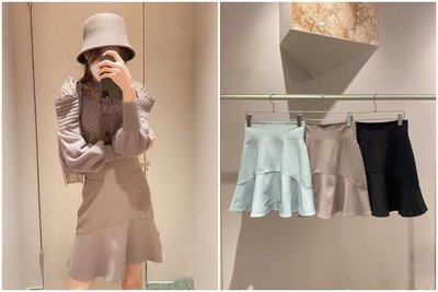 🌸Lenas通販⭐特價⭐2023年3月日本SNIDEL三色甜美氣質荷葉波浪包臀魚尾高腰短裙