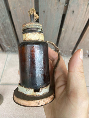 日據時代 煤油燈 老玻璃瓶  懷舊擺設  古道具