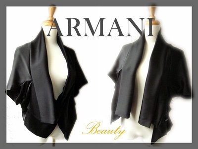 *Beauty*ARMANI黑色緞面薄外套 罩衫禮服 WE15