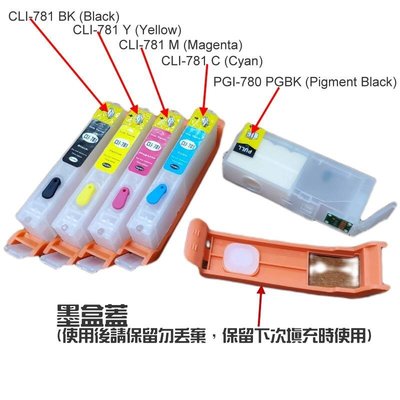 CANON CLI-780781 可循環填充墨盒(五色、帶晶片)＃TR8570 TS707 TS9570