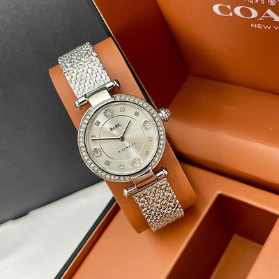 DanDan代購 COACH 手錶  CARY系列 無數字錶盤 花朵時標 鋼外殼 摩登時尚 14504011 女款手錶