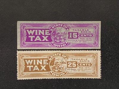 【珠璣園】B253 美國郵票 - 1933年 俄亥俄州葡萄酒稅票 一組