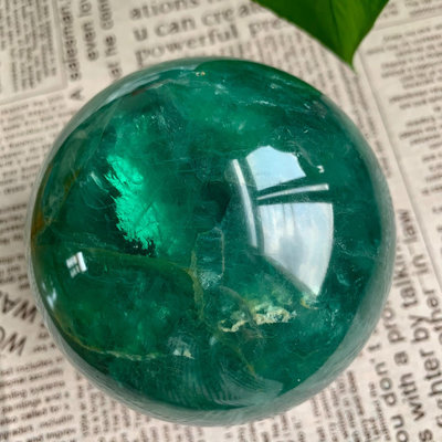 309高品質天然大個綠螢石水晶球擺件，綠色水晶原石打磨，客廳3 水晶 原石 把件【玲瓏軒】