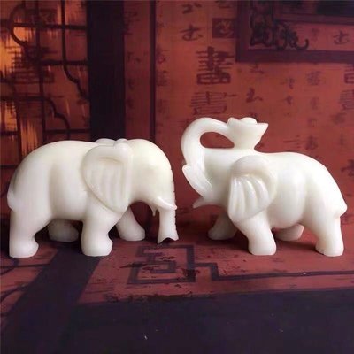白玉大象擺件阿富汗玉大象玉石辦公桌象擺件風水擺件商務禮品