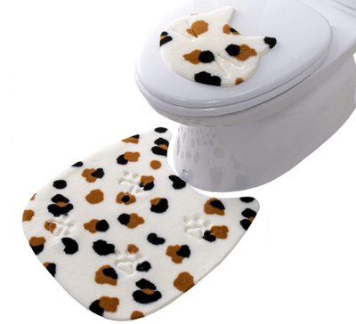 12940A 日本進口 日本製 可愛貓咪造型地墊 貓貓防滑墊絨毛豹紋貓造型馬桶腳踏墊地墊浴室裝飾