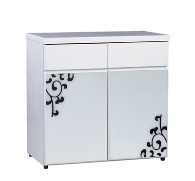 時尚流行現代摩登風潮鋼琴烤漆2.7尺白色收納碗盤櫃/餐櫃