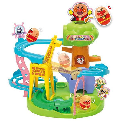 【唯愛日本】4979750800795 麵包超人 Anpanman 動物公園 不倒翁玩具 軌道 搖晃 玩具 溜滑梯 滑梯玩具