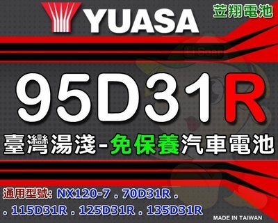 ☎ 挺苙電池 ►湯淺 免保養YUASA 95D31R 汽車電瓶 適用 NX120-7 115D31R 125D31R