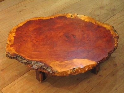 （二手）-日本古董茶道矮桌《花梨櫻瘤木天然一枚板茶桌》 古玩 擺件 老物件【金善緣】