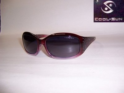 光寶眼鏡城(台南) COOL-SUN* 時尚偏光太陽眼鏡-特輕塑款鑲鑽*紫紅色8558C,