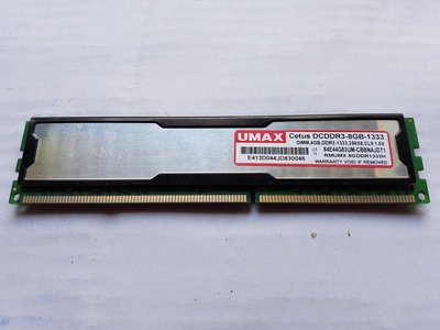 UMAX 4GB DDR3-1333 雙面顆粒帶散熱片 桌上型記憶體、拆機良品、售價為單支價