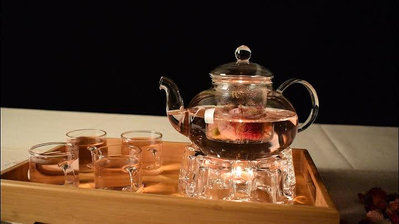 現貨 心形玻璃燭臺底座保溫底座咖啡廳花茶壺套裝暖茶器家用花茶壺