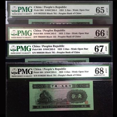【爆款特賣】第二套二版人民幣紙幣錢幣紙鈔PMG評級幣火車頭綠貳角2