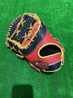 棒球世界全新ZETTA級硬式牛皮棒球一壘手手套紅黑配色特價一壘手反手用不到63折