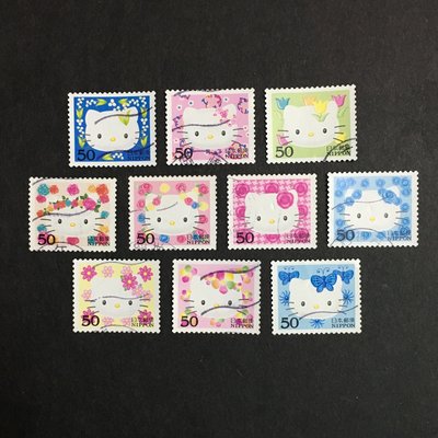 (G80)外國郵票 日本郵票 hello kitty 迷你小郵票 10全