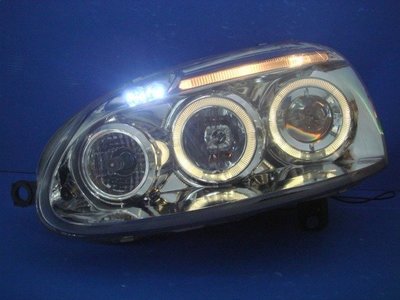 小亞車燈╠ 全新暢銷歐美 福斯 GOLF 05年 晶鑽 光圈 燈眉型 魚眼 大燈