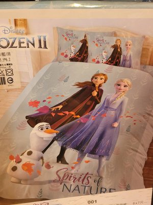 ///可愛娃娃///~正版迪士尼冰雪奇緣雙人床包組~床包+枕套~秋日之森--約5X6.2尺