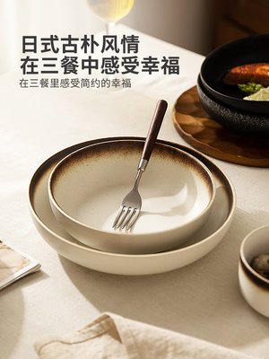 日式飯碗家用2022新款酸菜魚大盆碗面碗陶瓷深盤復古餐具餐具 便當盒 不鏽鋼 餐盤