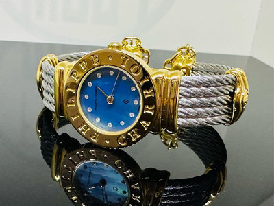 國際精品當舖 夏利豪 12點鑽貝殼面 型式：石英18黃K #女錶 錶徑：含龍頭26mm 品項：97新。
