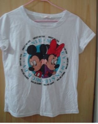 ☆°玩美小舖°☆甜美百搭可愛卡通迪士尼Disney米老鼠米奇米妮Mickey Mouse白色短袖上衣°☆