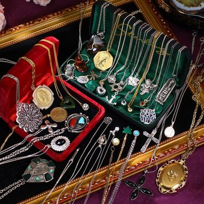 回流歐美vintag日本中古孤品古董首飾 歐珀珍珠寶石手工~爆款熱賣中