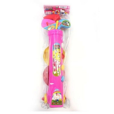 正版授權 日本帶回 三麗鷗 HELLO KITTY 凱蒂貓 高爾夫球玩具 高爾夫球 卡通玩具 球桿玩具 玩具 多人遊玩 附球桶