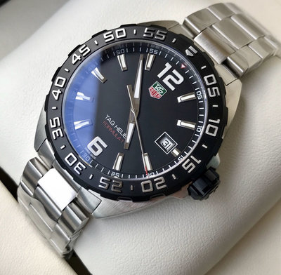 TAG HEUER  Formula 1 黑色面錶盤 銀色不鏽鋼錶帶 石英 男士手錶 WAZ1110BA0875