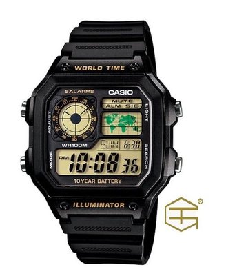 【天龜】 CASIO  十年電力世界時間錶款 AE-1200WH-1B