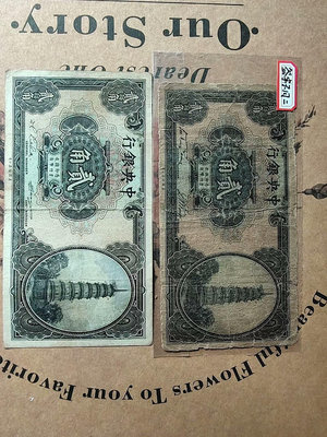 【二手】民國 中央銀行 貳角 兩種不同簽名 紙幣 錢幣 紀念鈔【雅藏館】-1653