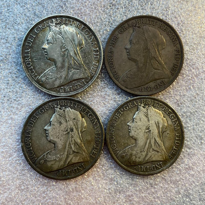 好品相英國維多利亞批紗馬劍大銀幣4枚1893、1896、18