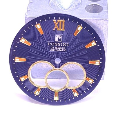 羅西尼原裝配件5443男錶黑色間金錶盤刻度原廠鏤空精鋼字面