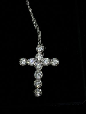 [ K&K 1.00ct 1克拉] PT900 鑽石 十字架 項鍊 鑽石總重1克拉