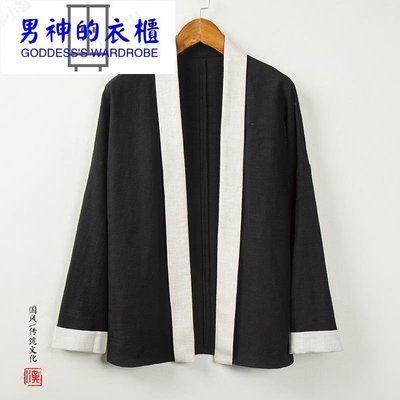 中国风中式男装棉麻唐装汉服开衫秋季亚麻长袖外套古风男-男神的衣櫃