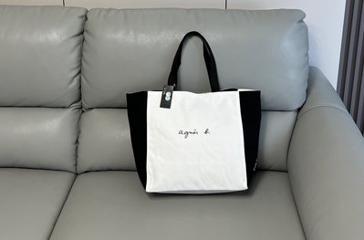 【熱賣精選】agnes b 森系帆布包簡約休閑韓版購物袋雙面可用