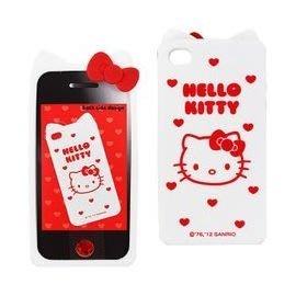 GIFT41 土城店 Hello Kitty 凱蒂貓 iPhone4s/4 造型白色 矽膠 軟殼 49016106476