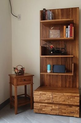幸福家實木傢俱 柚木開放式兩抽高櫃,展示櫃,書櫃,客廳櫃,置物櫃,(IFA 16RCK02)
