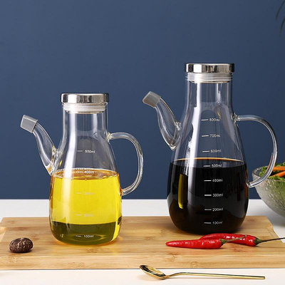 高硼硅帶刻度玻璃油壺 廚房用品耐熱防漏醬油瓶 醋油瓶