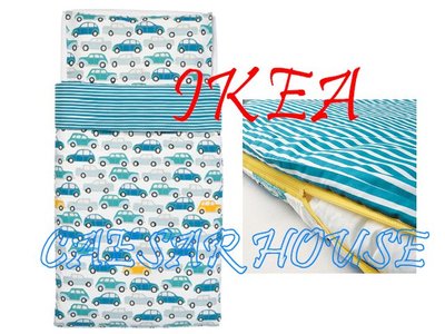╭☆凱斯小舖☆╮【IKEA】RÖRANDE 嬰兒被套/枕頭套, 車子/藍色嬰兒被套組-絕版限量~設計師最愛-絕版