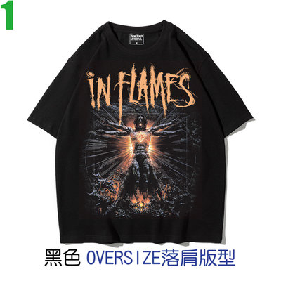 IN FLAMES【烈燄邪神】OVERSIZE落肩版型短袖重金屬搖滾樂團T恤(2種顏色可選購) 購買多件多優惠【賣場一】