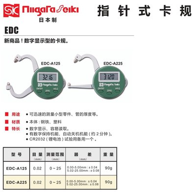 SK 新瀉精機 電子式卡規 數位式卡規 EDC-A125/EDC-A225
