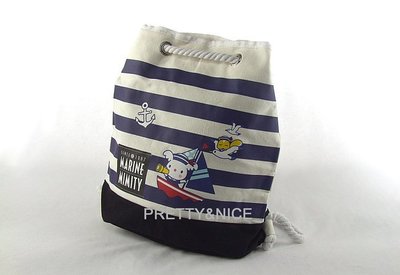 ◄貞新二手衣►MARINE MIMITY 藍色海軍風帆布後背包(85292)