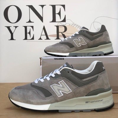 【正品】ONE YEAR_ New Balance 997 NB 灰 淺灰 深灰 反光 麂皮 復古 美製 慢跑 M997GY潮鞋