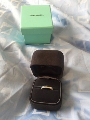 省很大 全新 Tiffany Milgrain 3mm 鉑金 白金 PT950 結婚 婚戒 對戒 戒指 Size 6.5 可改戒圍