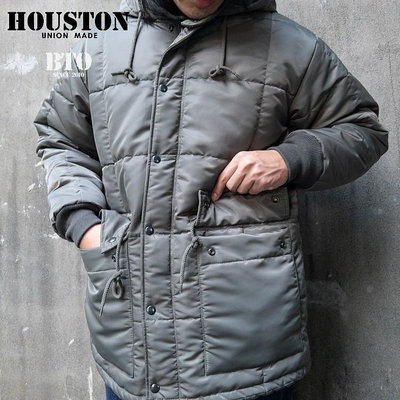 [BTO] 日本【HOUSTON】尼龍保暖 冰磚狀绗縫 3M新雪麗連帽軍裝中長版外套