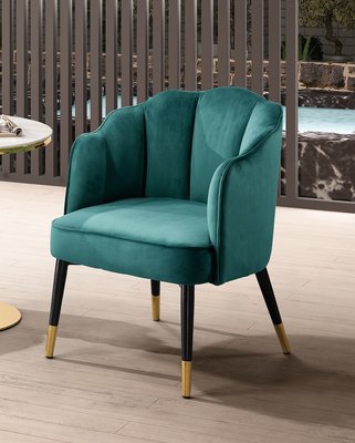 【藝坊現代傢俱】23QT 518 東尼綠色絨布鐵腳休閒椅  *房間椅 休閒椅*造型椅*布沙發