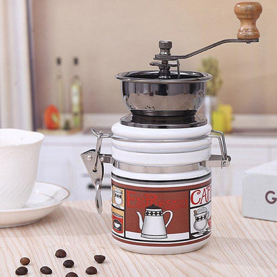 熱賣 復古手搖胡椒磨 陶瓷圓形密封罐咖啡研磨機圓桶 手動咖啡磨豆機 精品