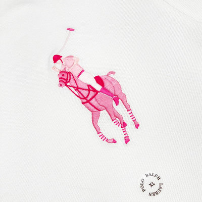 [全新品] Ralph Lauren 拉夫勞倫 白色素面 粉紅色系立體大馬LOGO網眼POLO衫 多尺寸