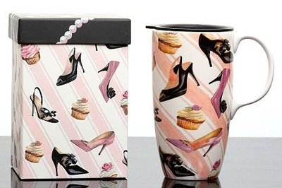 點點蘑菇屋 {有蓋馬克杯} 美國cypress陶瓷隨身杯-高跟鞋/珍珠 馬芬 蛋糕 拿鐵杯 附精緻紙盒